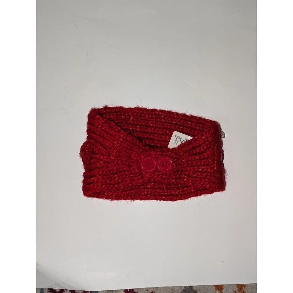 Claire's Red knit Headband ear cover with sequins and flower‎
